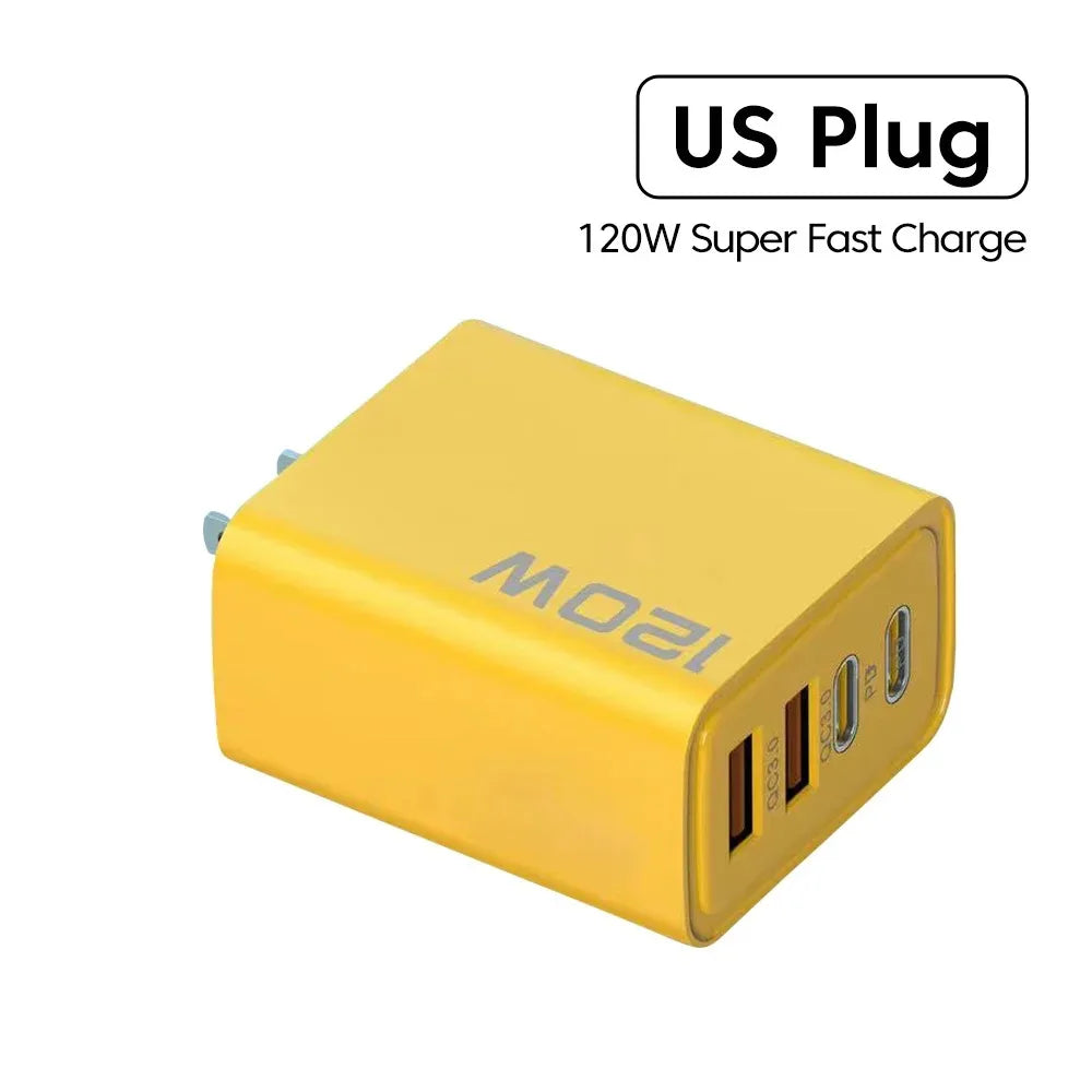 120W USB-C Fast Charger - Multi-Port Wall Adapter with Quick Charge 3.0 for All Devices