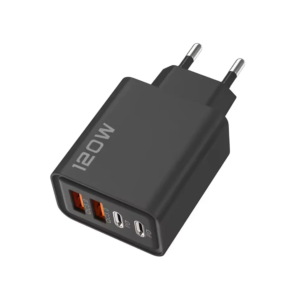 120W USB-C Fast Charger - Multi-Port Wall Adapter with Quick Charge 3.0 for All Devices