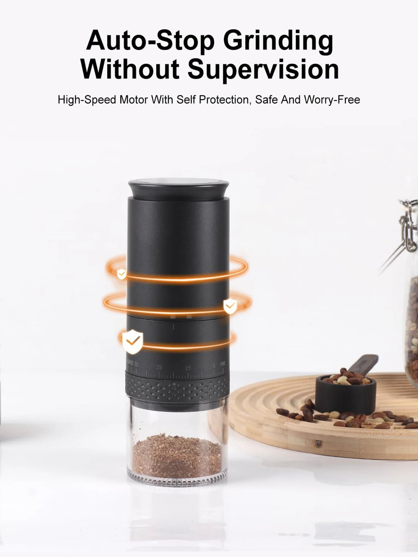 New Portable Electric Power Display Coffee Bean Grinder 38 Gears External Adjustable USB 2000mAh  Household Mini Coffee Machine
