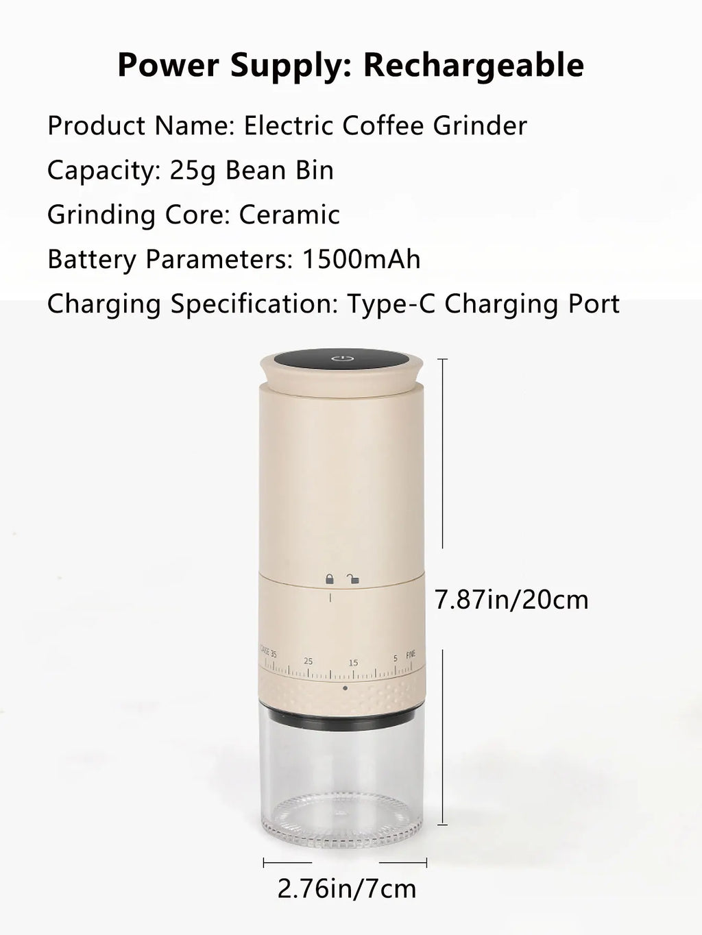 New Portable Electric Power Display Coffee Bean Grinder 38 Gears External Adjustable USB 2000mAh  Household Mini Coffee Machine