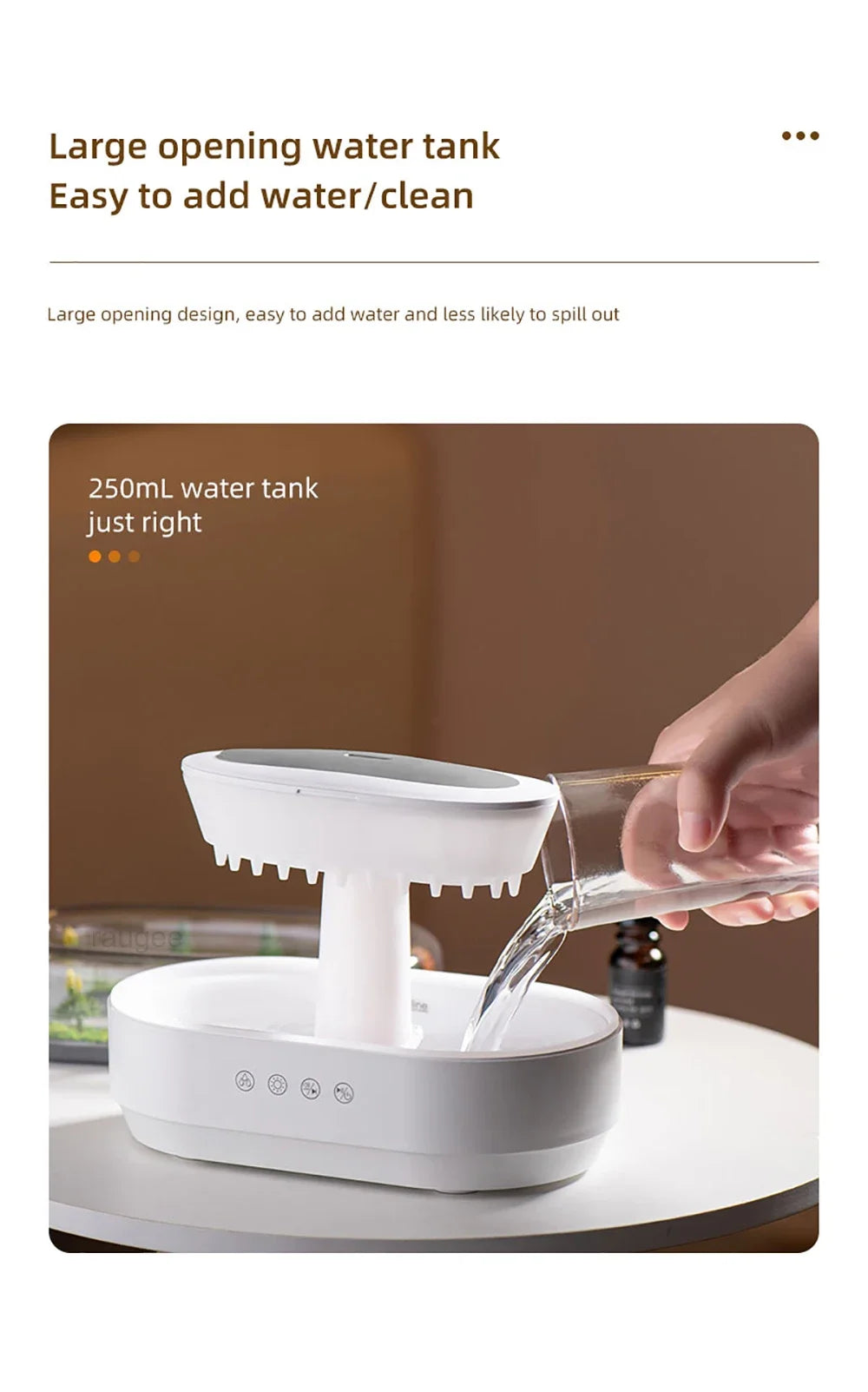 New Aroma Humidifier Raindrop Air Humidifier Colorful Atmosphere Light White Noise Music Essemtial Home Oil Fragrance Diffuser