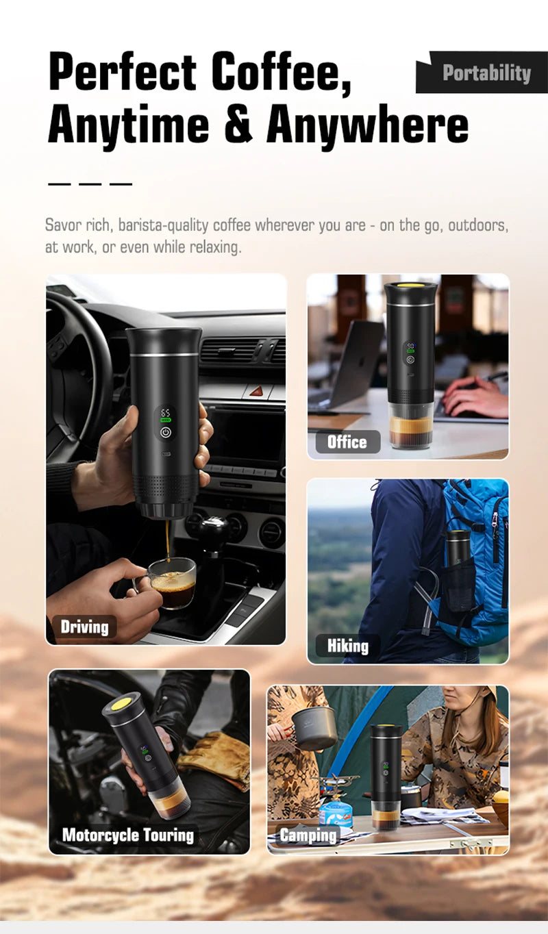 Foombthe Portable Espresso Coffee Machine With Digital Display 3-in-1 Capsule Coffee Maker for Car & Home Camping Coffee Maker