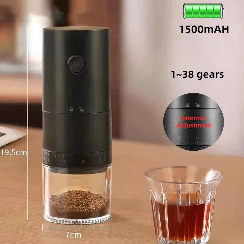 New Portable Electric Power Display Coffee Bean Grinder 38 Gears External Adjustable USB 2000mAh  Household Mini Coffee Machine