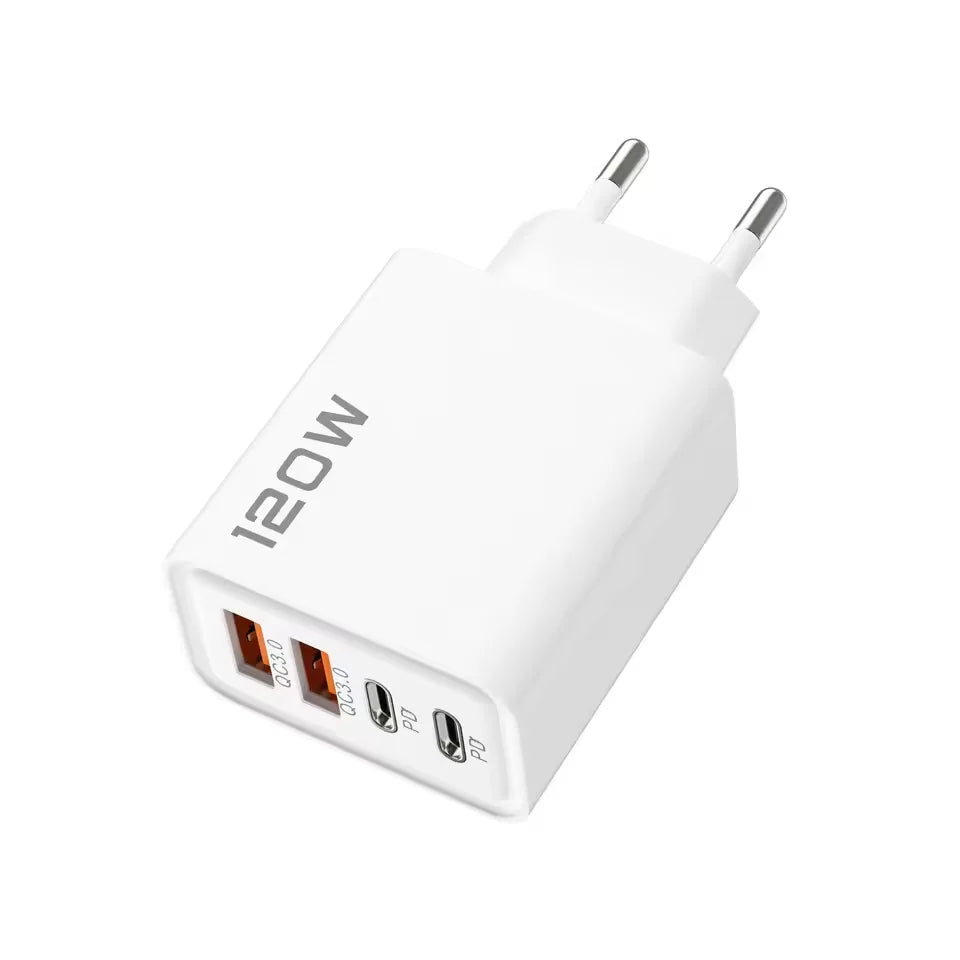 120W USB-C Fast Charger - Multi-Port Wall Adapter with Quick Charge 3.0 for All Devices