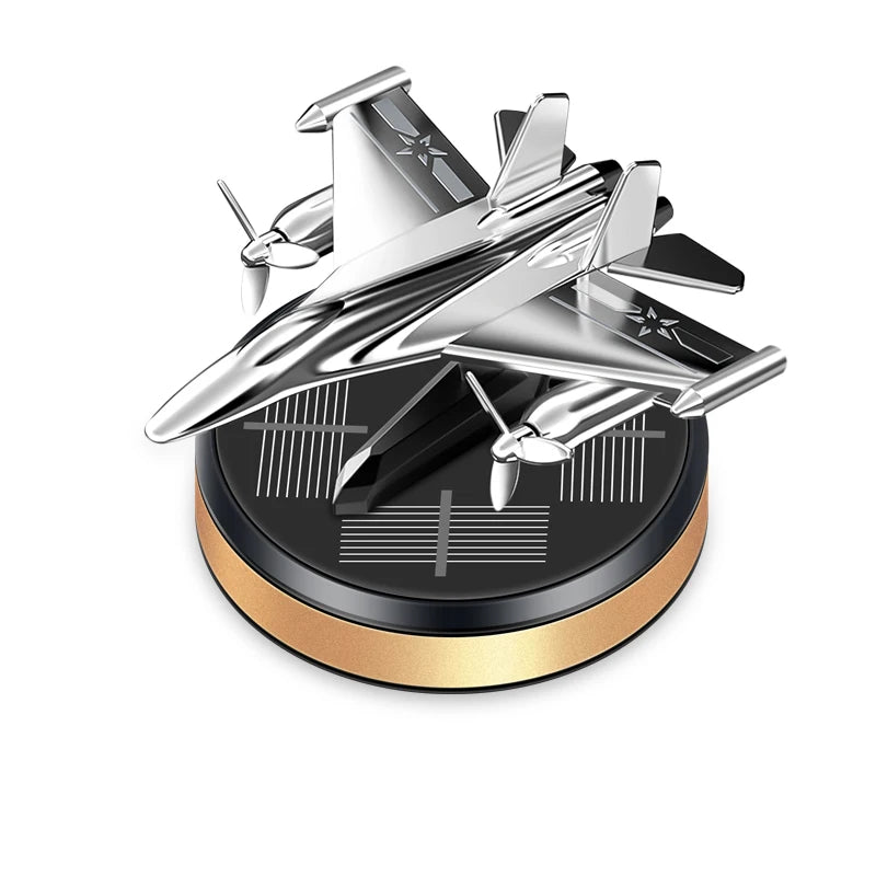 Luxury Solar Helicopter Ornament - Premium Aluminum Alloy Rotating Aircraft Decoration