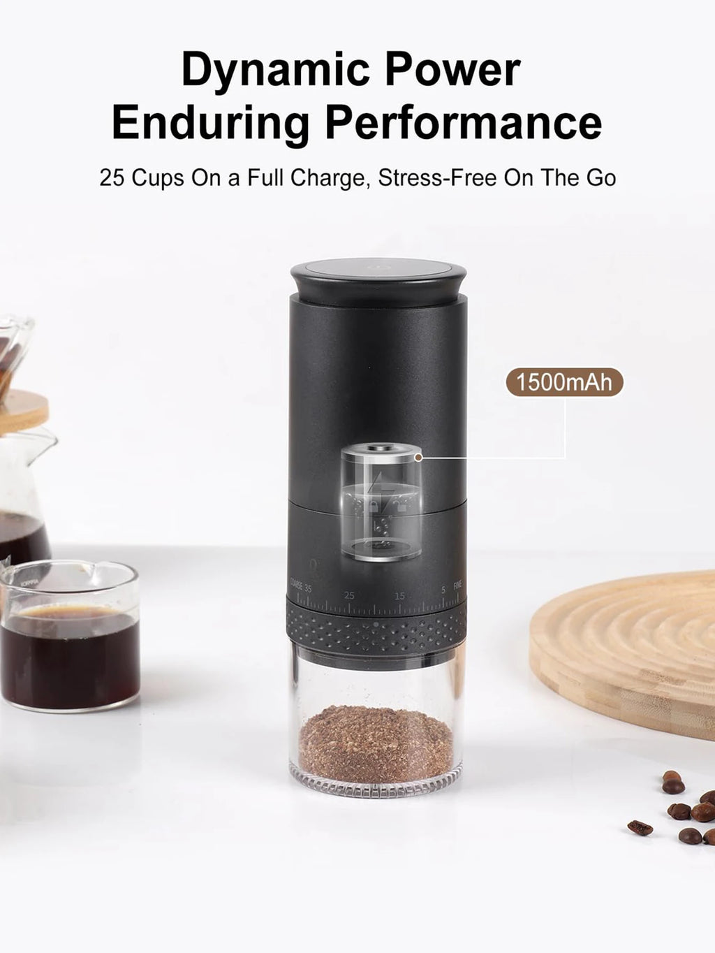 New Portable Electric Power Display Coffee Bean Grinder 38 Gears External Adjustable USB 2000mAh  Household Mini Coffee Machine