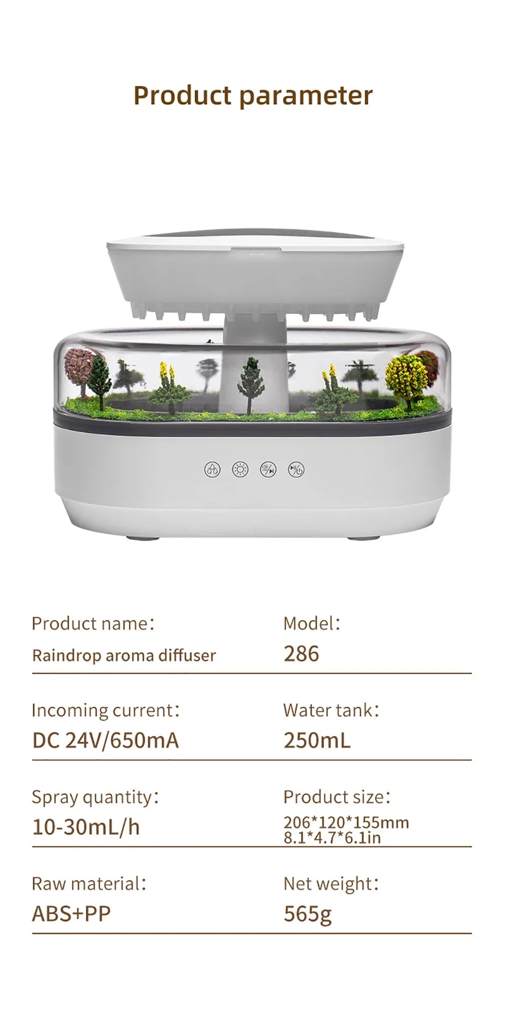 New Aroma Humidifier Raindrop Air Humidifier Colorful Atmosphere Light White Noise Music Essemtial Home Oil Fragrance Diffuser