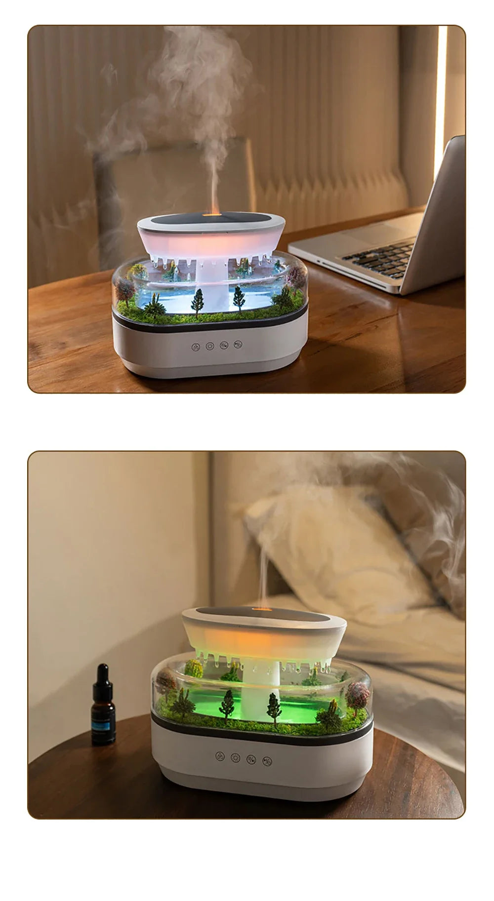 New Aroma Humidifier Raindrop Air Humidifier Colorful Atmosphere Light White Noise Music Essemtial Home Oil Fragrance Diffuser