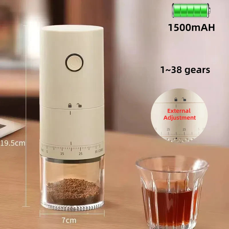 New Portable Electric Power Display Coffee Bean Grinder 38 Gears External Adjustable USB 2000mAh  Household Mini Coffee Machine